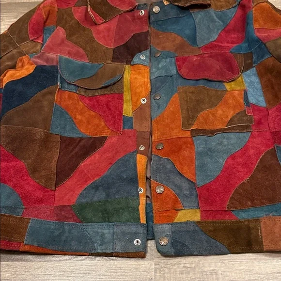 VINTAGE BadLeather Mens Sz 44 Multicolor Patchwork Leather Jacket